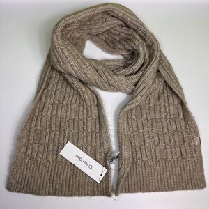 Calvin Klein Neutral Cable Knit Scarf Soft Winter Cabincore NWT
